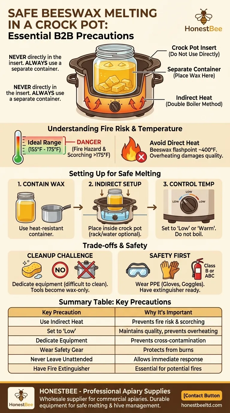 What precautions should be taken when using a crock pot to melt beeswax? Ensure Safe & Effective Melting Visual Guide