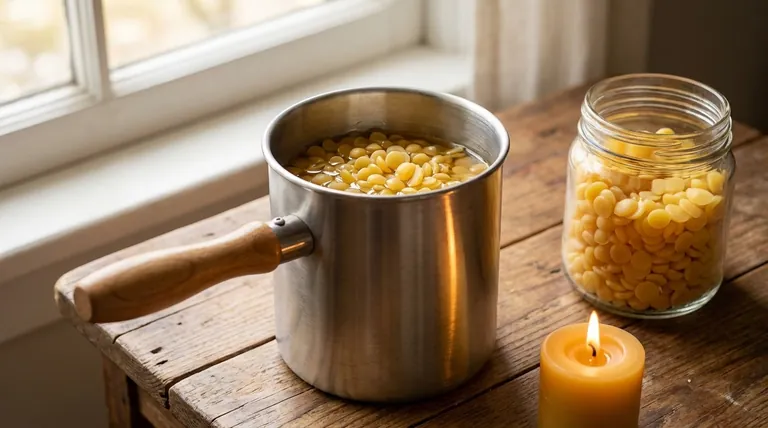 What temperature range is considered gentle heat for melting beeswax? Preserve Aroma & Color