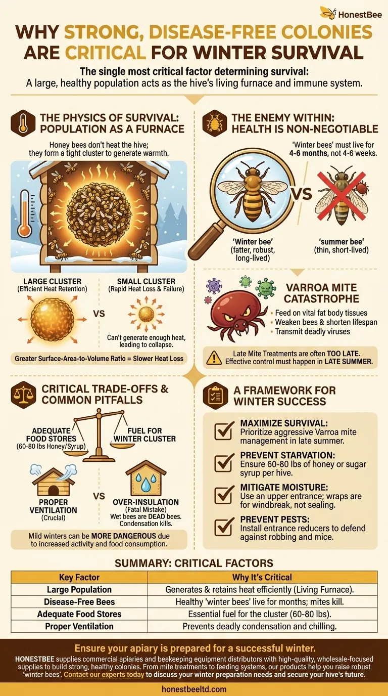 Why is it important for beekeepers to keep colonies strong and disease-free before winter? Ensure Your Hives Survive the Cold. Visual Guide