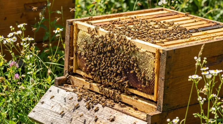 What is the maximum size a honey bee colony can reach during summer? Up to 50,000 Bees in Peak Season