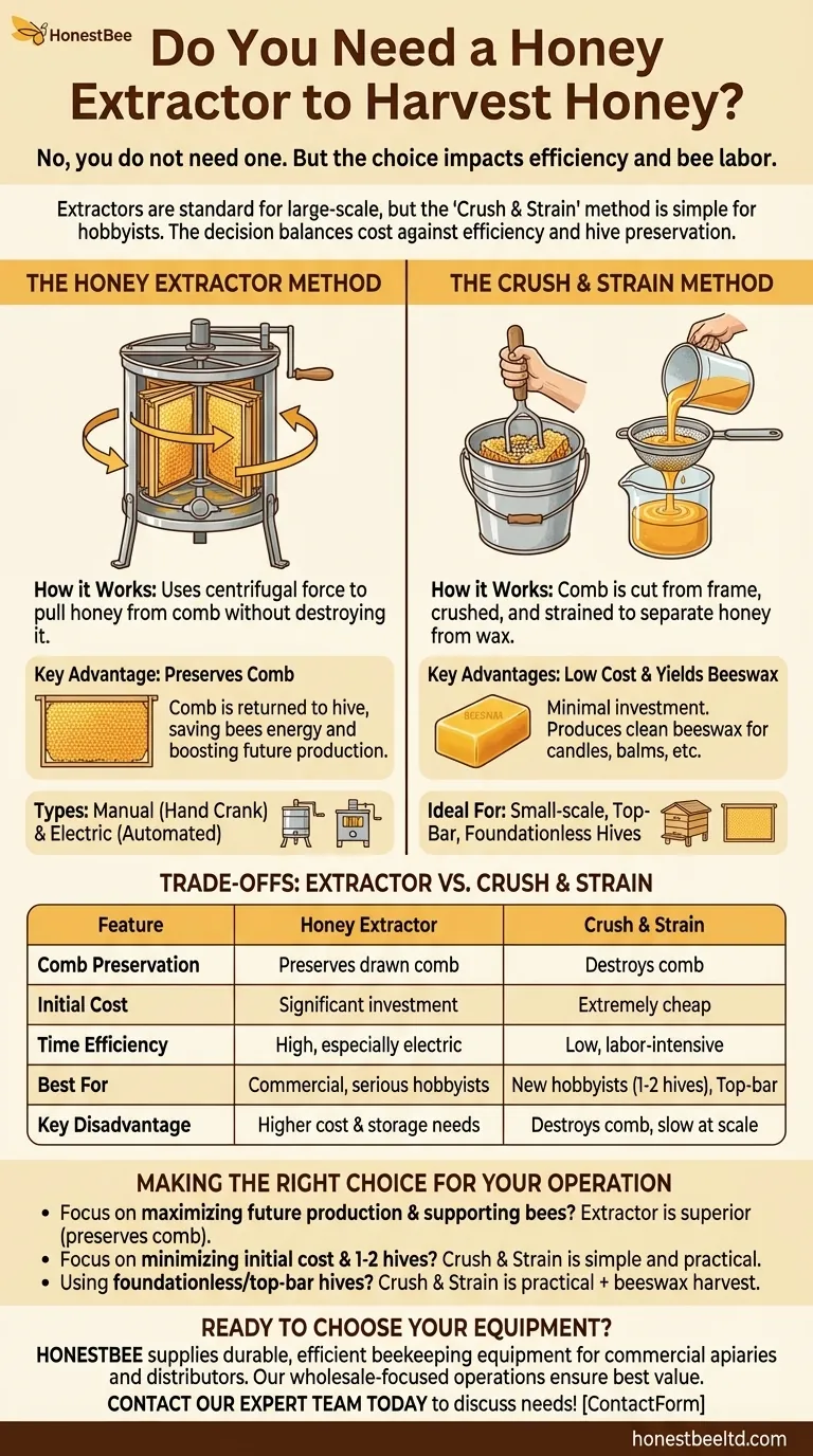 Do you need an extractor to harvest honey? Compare Extraction vs. Crush & Strain Methods Visual Guide