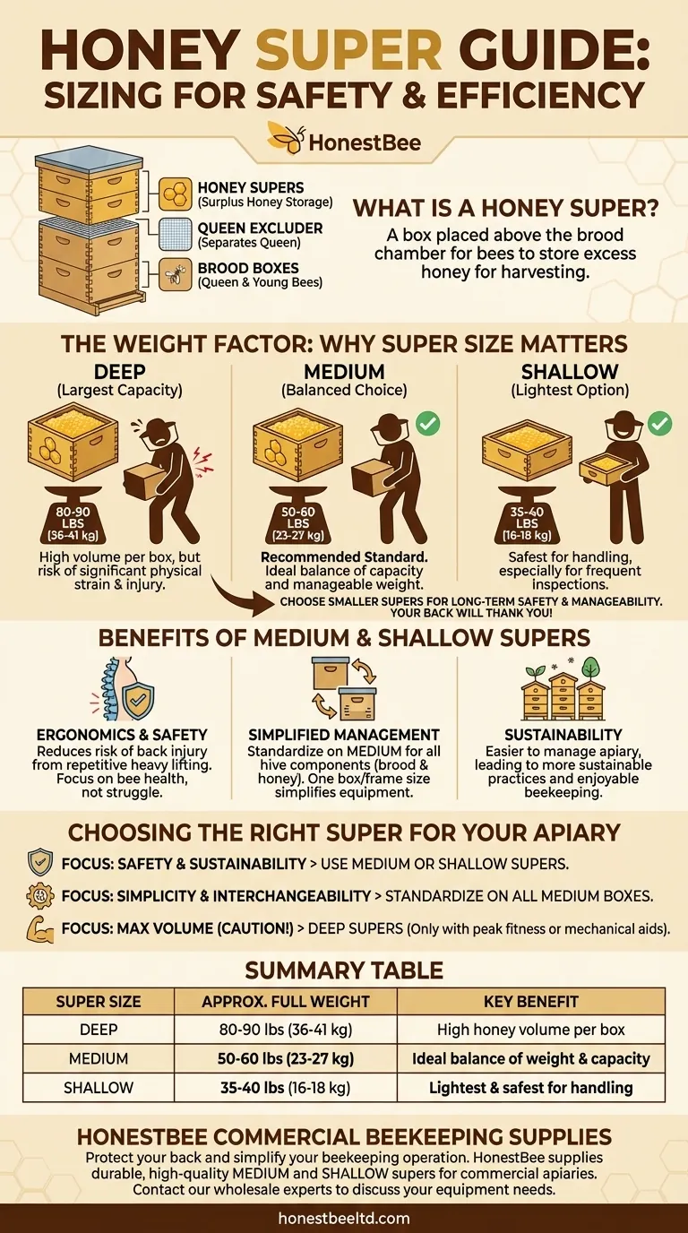 What is a honey super, and why are medium or shallow sizes recommended? Essential for Safety & Efficiency Visual Guide