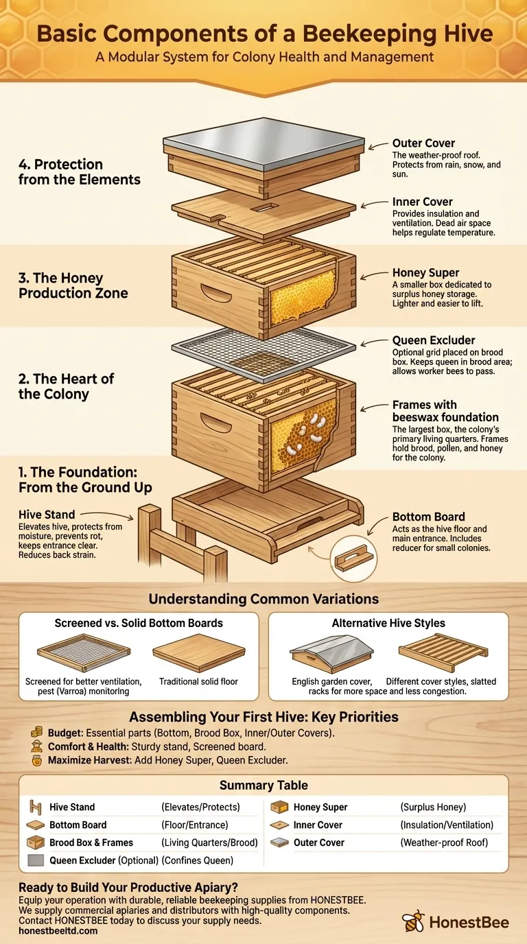 What are the basic components needed for a beekeeping hive? A Guide to Building a Thriving Colony Visual Guide