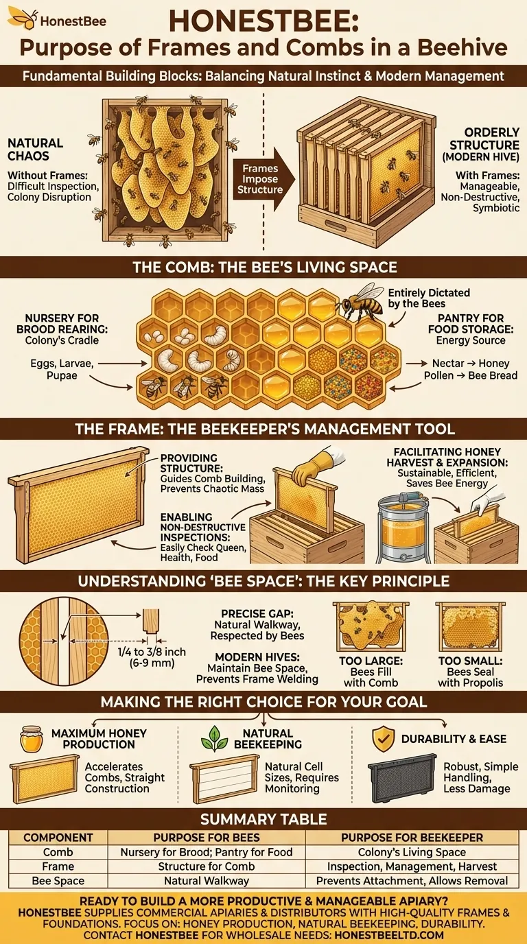 벌통에서 프레임과 소방(벌집)의 목적은 무엇인가요? 현대 양봉의 기초 시각적 가이드