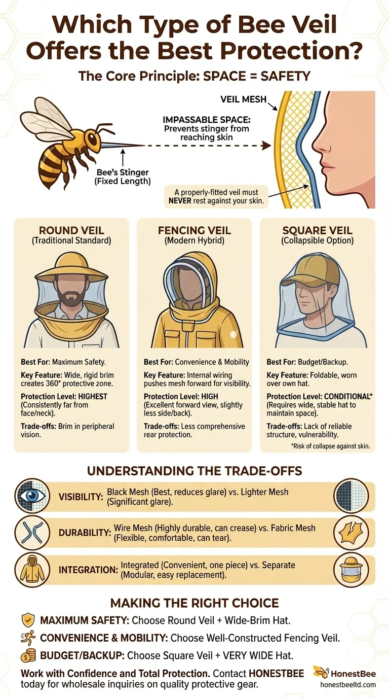 Which type of bee veil offers the best protection? Maximize Safety with Proper Space and Design Visual Guide