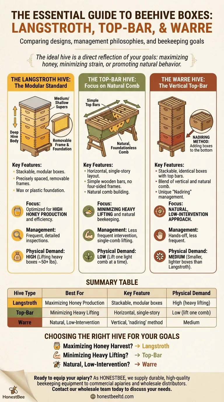 What are the different types of beehive boxes available? Choose the Right Hive for Your Apiary Visual Guide