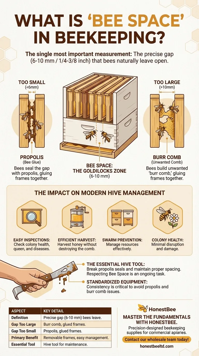 What is 'Bee Space' or 'Bee Passage' and why is it important in beekeeping? The Key to Modern Hive Management Visual Guide