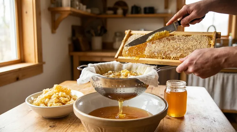 What is the cut and strain method of honey extraction? A Simple, Low-Cost Approach for Hobbyists