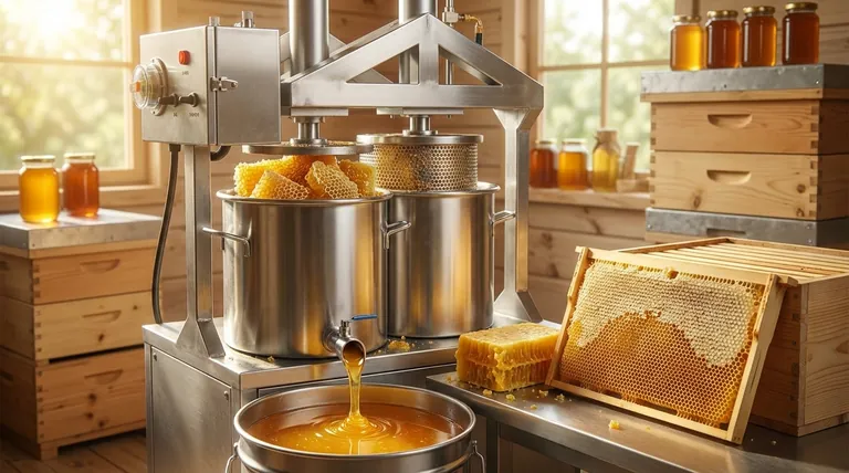 꿀 압착기를 사용하면 벌집 재활용에 어떤 영향을 미치나요? 벌집을 파괴하지만 독특한 꿀과 밀랍을 얻습니다.
