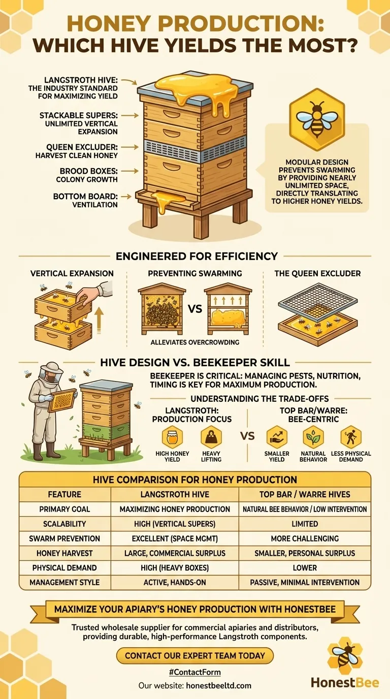 Quale arnia produce più miele? L'arnia Langstroth massimizza la tua resa di miele Guida Visiva
