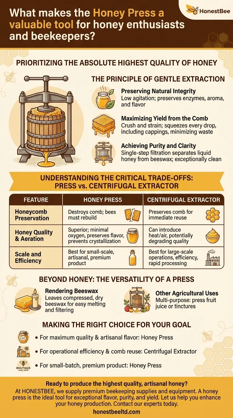ما الذي يجعل مكبس العسل (Honey Press) أداة قيمة لعشاق العسل ومربي النحل؟ افتح آفاق جودة وعائد عسل فائق دليل مرئي
