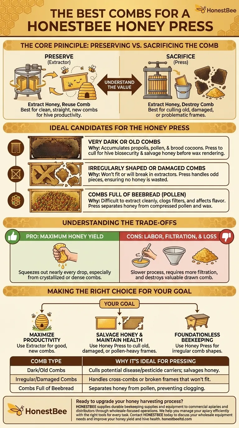 哪种蜂巢最适合蜂蜜压榨机？从旧的或损坏的蜂巢中回收蜂蜜 图解指南