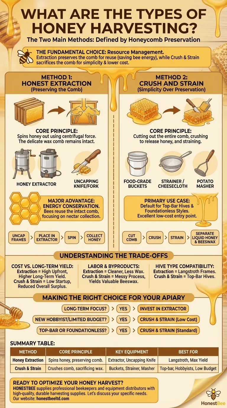 What are the types of honey harvesting? Choose Between Extraction and Crush & Strain Visual Guide