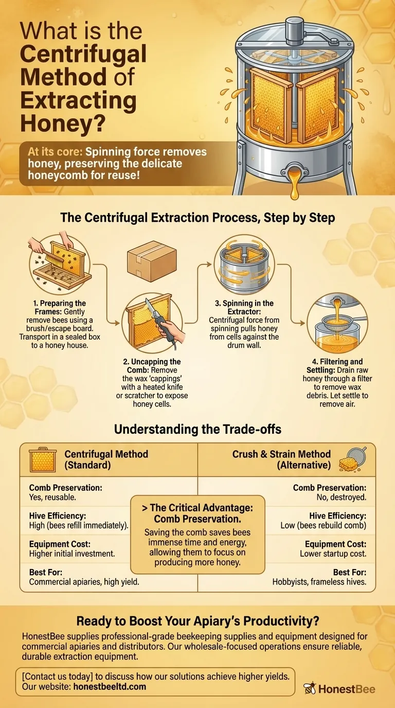 What is centrifugal method of extracting honey? Maximize Honey Yield with Comb Preservation Visual Guide
