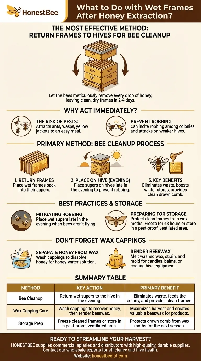 Cosa fare con i telaini umidi dopo l'estrazione del miele? Lascia che le tue api li puliscano per i migliori risultati Guida Visiva