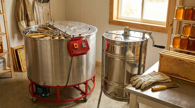 수동식 또는 전동식 꿀 추출기를 구매해야 할까요? 양봉 규모에 맞는 추출기를 선택하세요.