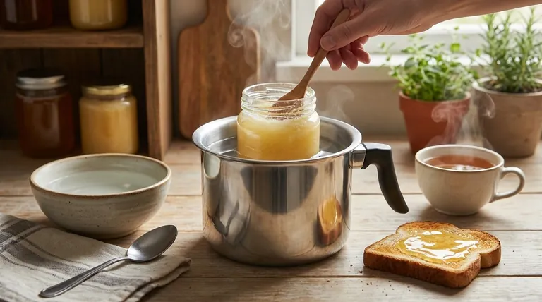 굳은 꿀은 어떻게 사용하나요? 부드러운 열로 액체 형태로 안전하게 복원하는 방법