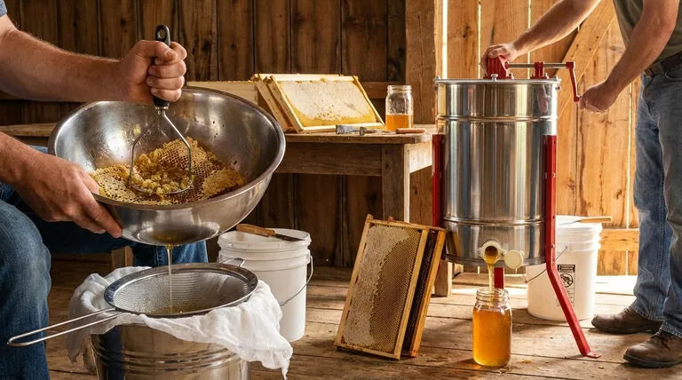 How do you extract honey by hand? A Guide to Crush & Strain vs. Manual Extractor