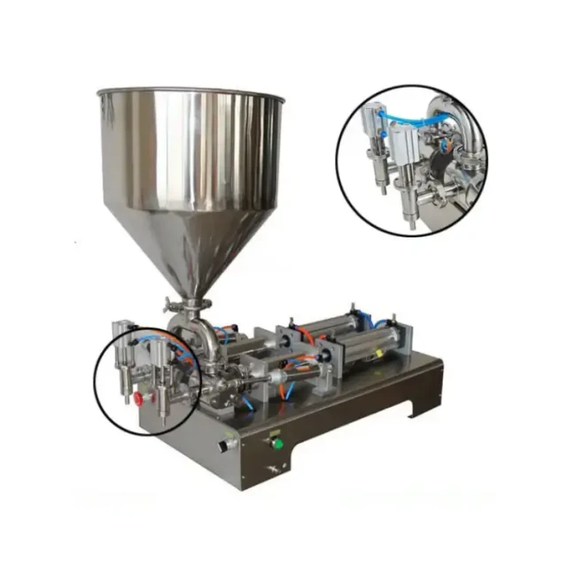 Máquina de enchimento de garrafas de mel de bocal duplo pneumático