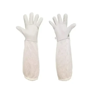 Premium Ventilated Goatskin Beekeeping Gloves with Full 3-Layer Mesh Sleeve