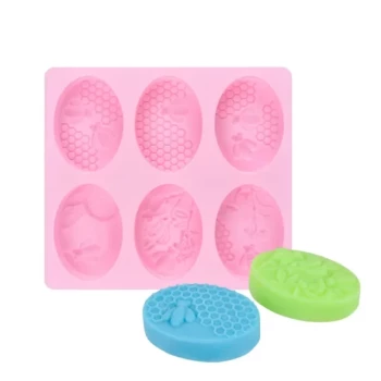 Premium 6-Cavity Bee and Floral Themed Silicone Soap Mold