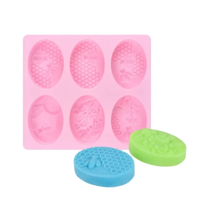 Premium 6-Cavity Bee and Floral Themed Silicone Soap Mold