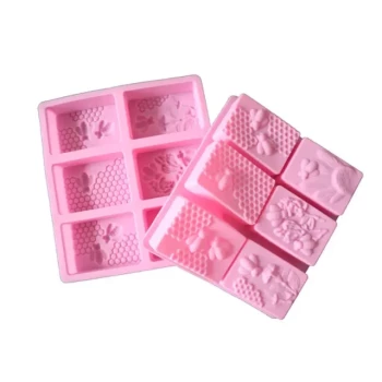 6-Cavity Bee Floral Themed Silicone Soap Mold for Handmade Soap Making