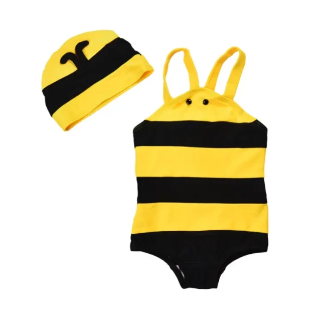 Adorable Baby Toddler Bee Swimsuit and Cap Set