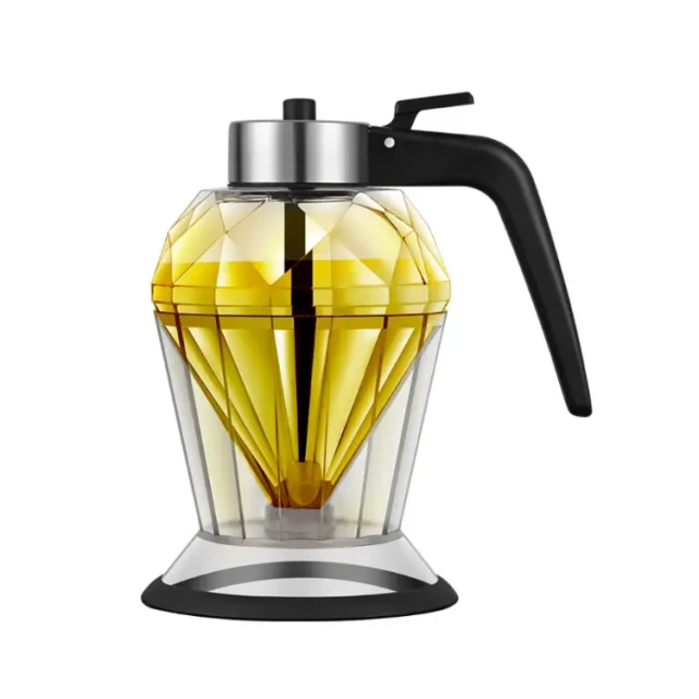 Distributeur de miel en verre à facettes diamantées de qualité supérieure