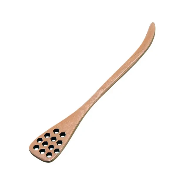 Moderner Honiglöffel mit Wabenmuster aus Holz zum Umrühren und Beträufeln