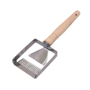 Fourchette à désoperculer professionnelle en acier inoxydable avec manche en bois