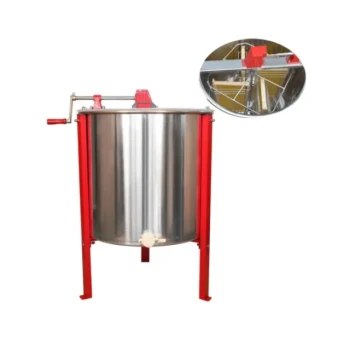 HONESTBEE Extractor de Miel Manual de 4 Bastidores con Auto-Inversor para Apicultura