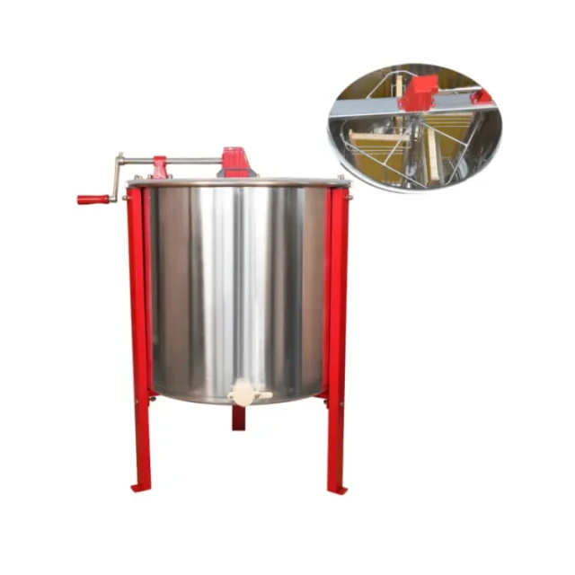 HONESTBEE Extractor de Miel Manual de 4 Bastidores con Auto-Inversor para Apicultura